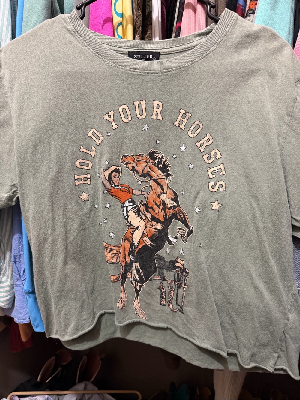 Zutter "Hold Your Horses" Graphic Tee - Sage Green